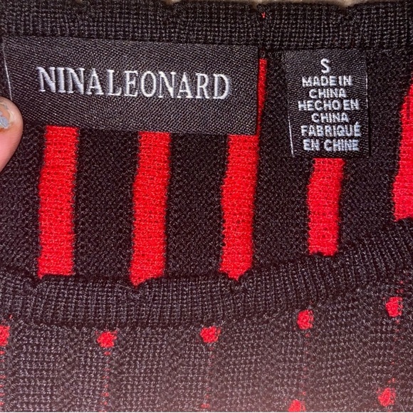 EUC NINALEONARD Black Dress With Small Red Polka Dots - Picture 7 of 7